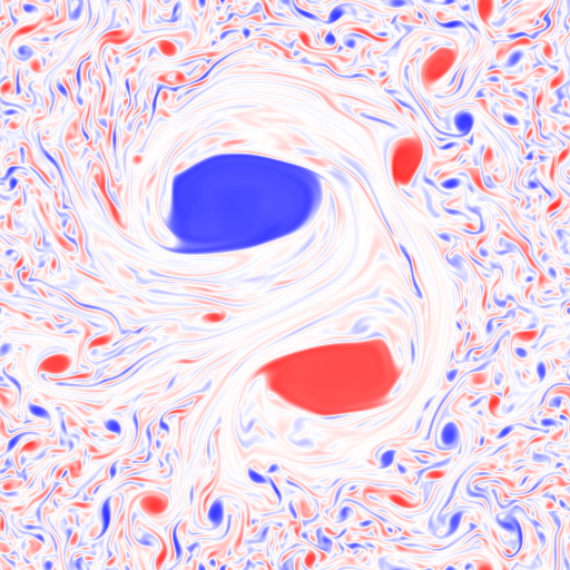 Counter-rotating particles showing emergent vortex doublet. 